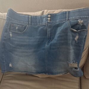 Arula Classic Blue Buttoned Denim Skirt